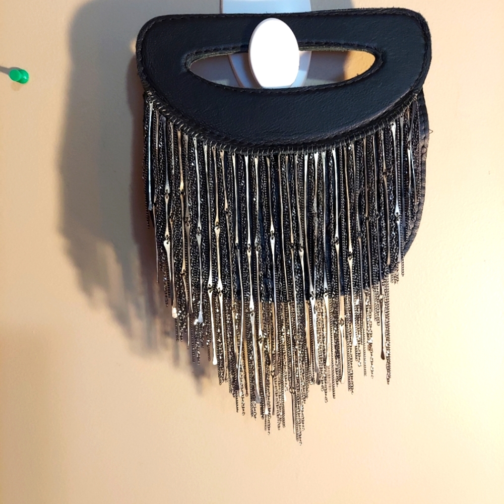 Leather fringe purse
